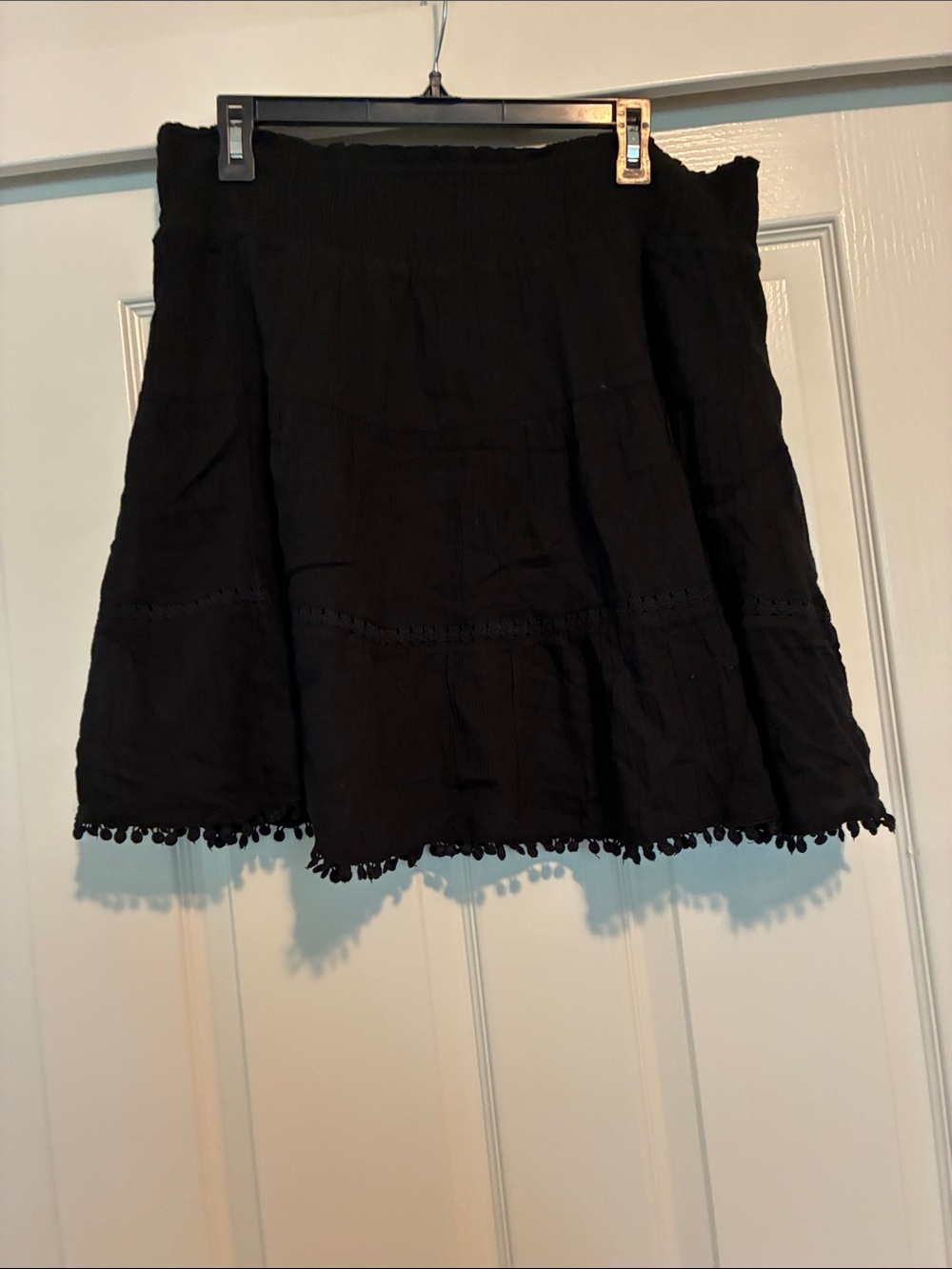 Black Pom-Pom Hem Women's Skirt